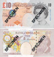 £10 банкнота (Charles Darwin) Размер: 142mm x 75mm